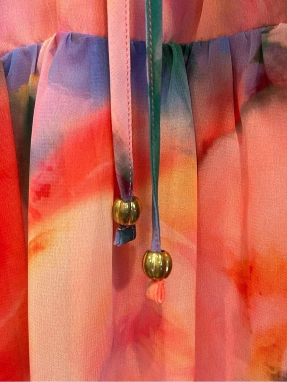 NWT Vince Camuto Plus Floral Chiffon A-Line Midi Dress Puff Sleeve w/Pockets 18W - Picture 4 of 10